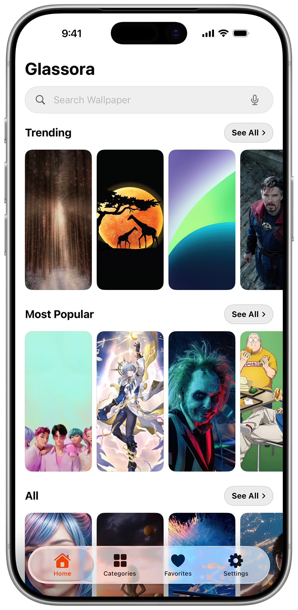 Glassora lossless 4K wallpaper download showcase